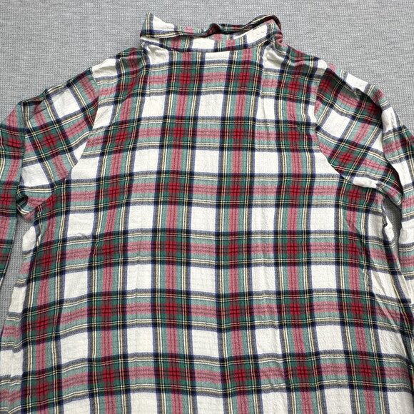 D & Co Womens Size 1X Plaid Flannel Button Up Shirt Embellished Collar Tunic - Picture 13 of 14